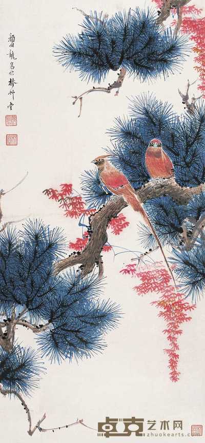 颜伯龙 松枫绶带 立轴 65.5×30cm